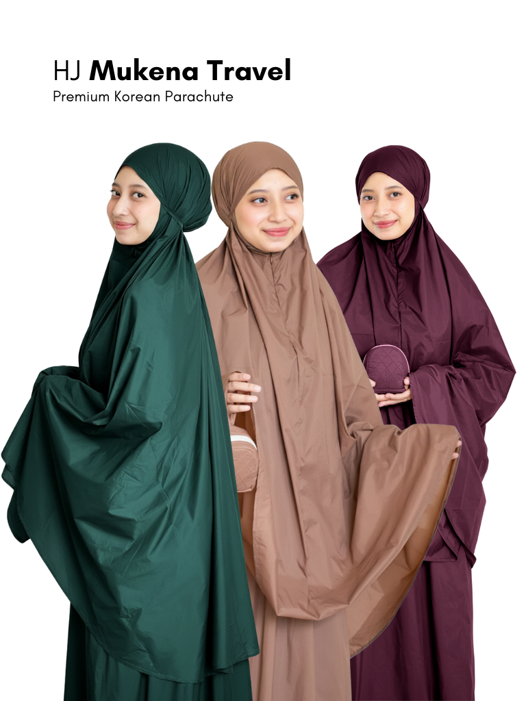 HJ | Mukena Travel Zipper Anti Menerawang, Ringkas & Nyaman untuk Bepergian
