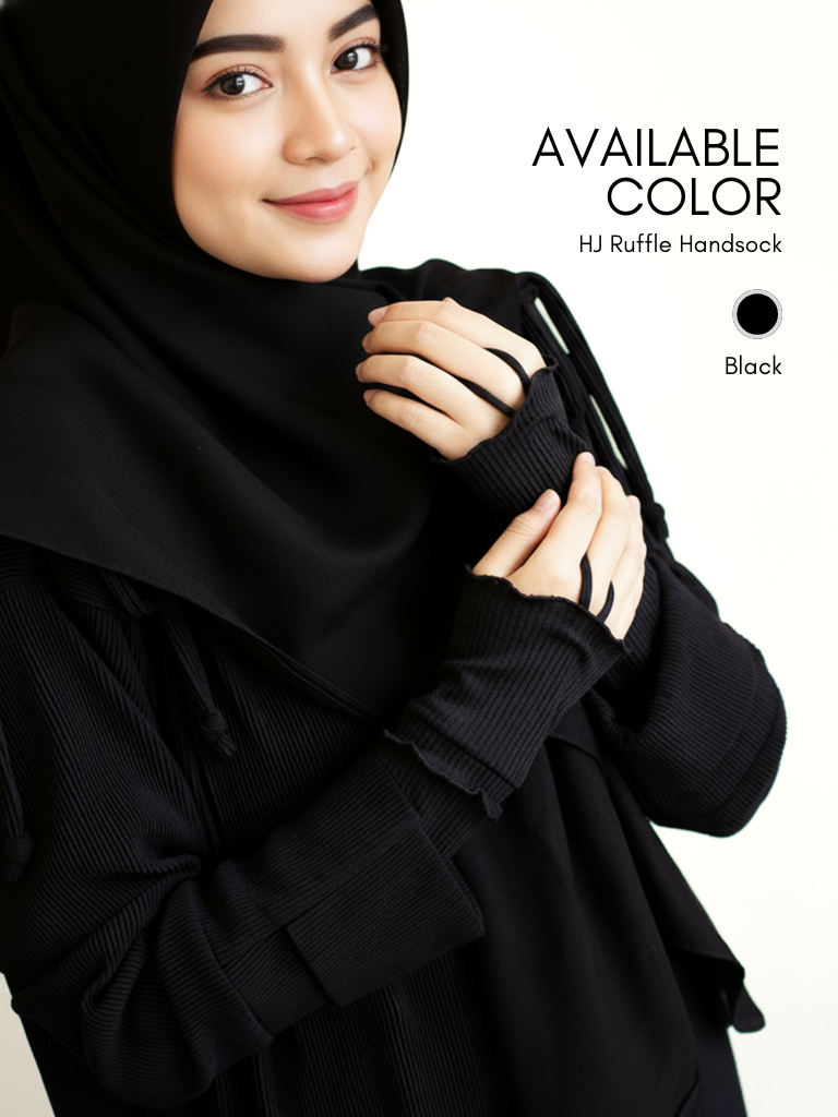 HJ Handsock Ruffle Wanita | Handsock Hijab Knit Caramel Anti Melorot & Anti Kusut