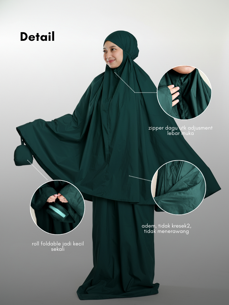 HJ | Mukena Travel Zipper Anti Menerawang, Ringkas & Nyaman untuk Bepergian