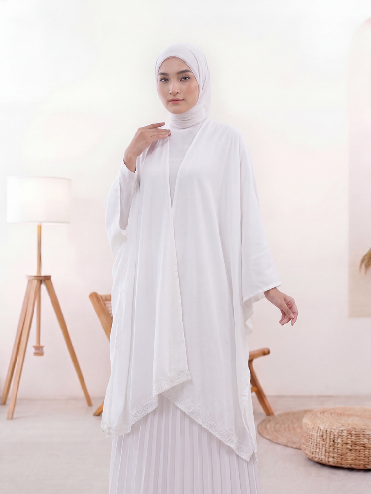 Hijacket Shara – Elegant Linen Fur Outer dengan Detail Lace