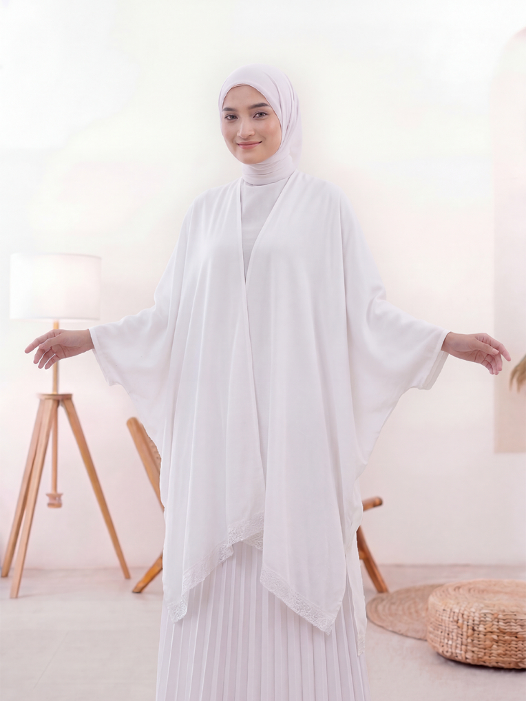 Hijacket Shara – Elegant Linen Fur Outer dengan Detail Lace