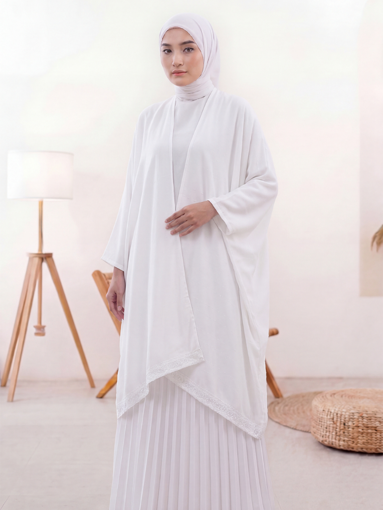 Hijacket Shara – Elegant Linen Fur Outer dengan Detail Lace