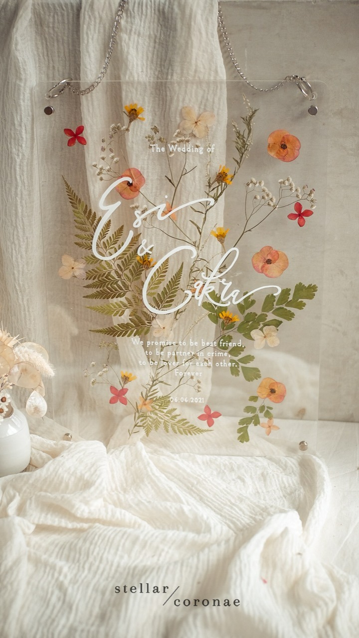 A3 Pristine Hanging Portrait/Landscape | Bingkai Tulisan/Foto Bunga Kering | Hadiah Custom Hiasan Dinding