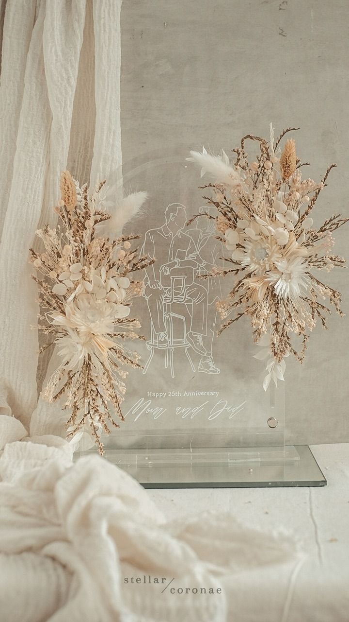 A4 Flower Arch | Bingkai Tulisan/Foto Hydrangea Press | Hadiah Custom Hiasan Meja