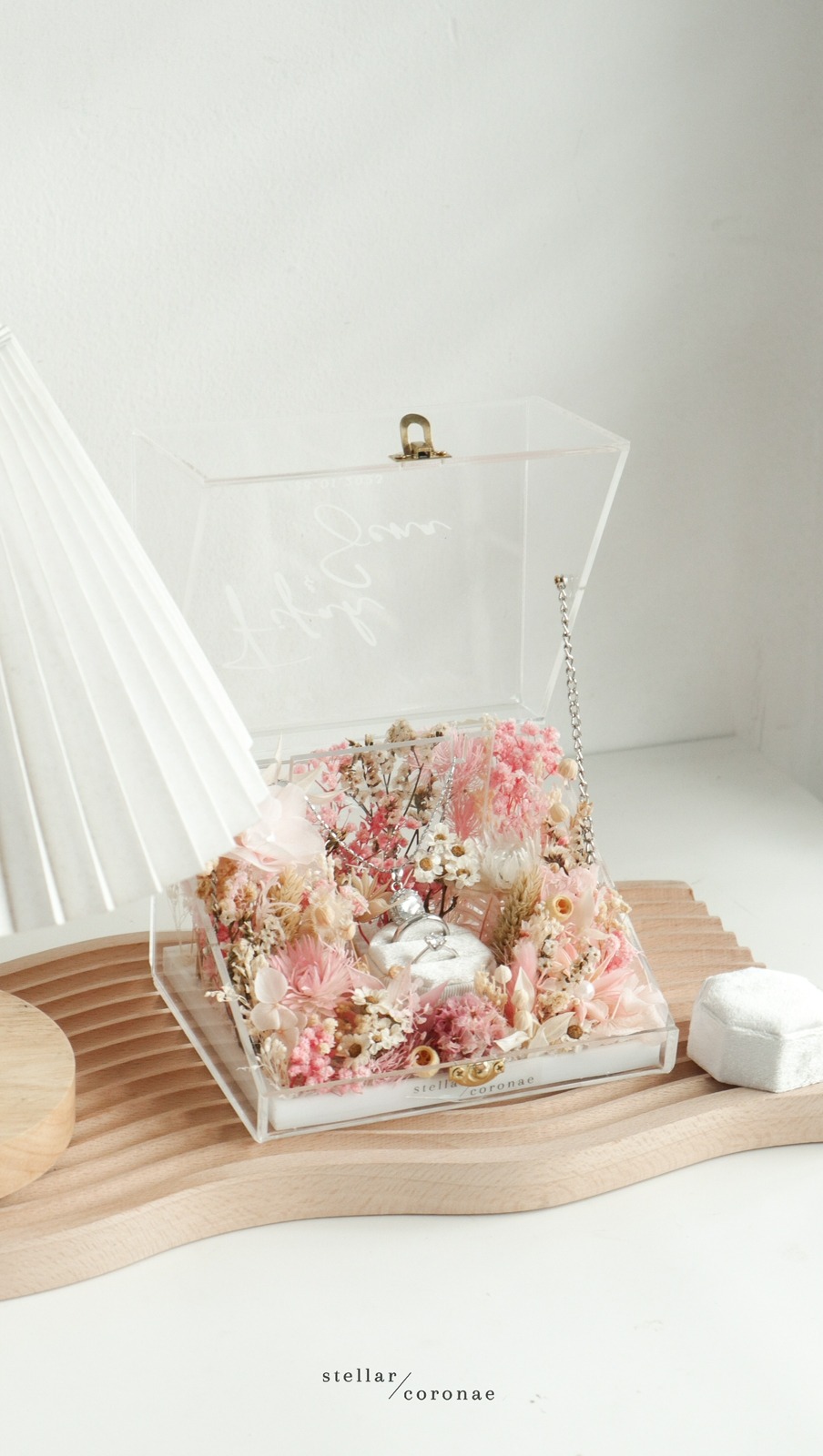 StellarCoronae - Dowry Box Chain dengan Dudukan Cincin Velvet 2 Slot