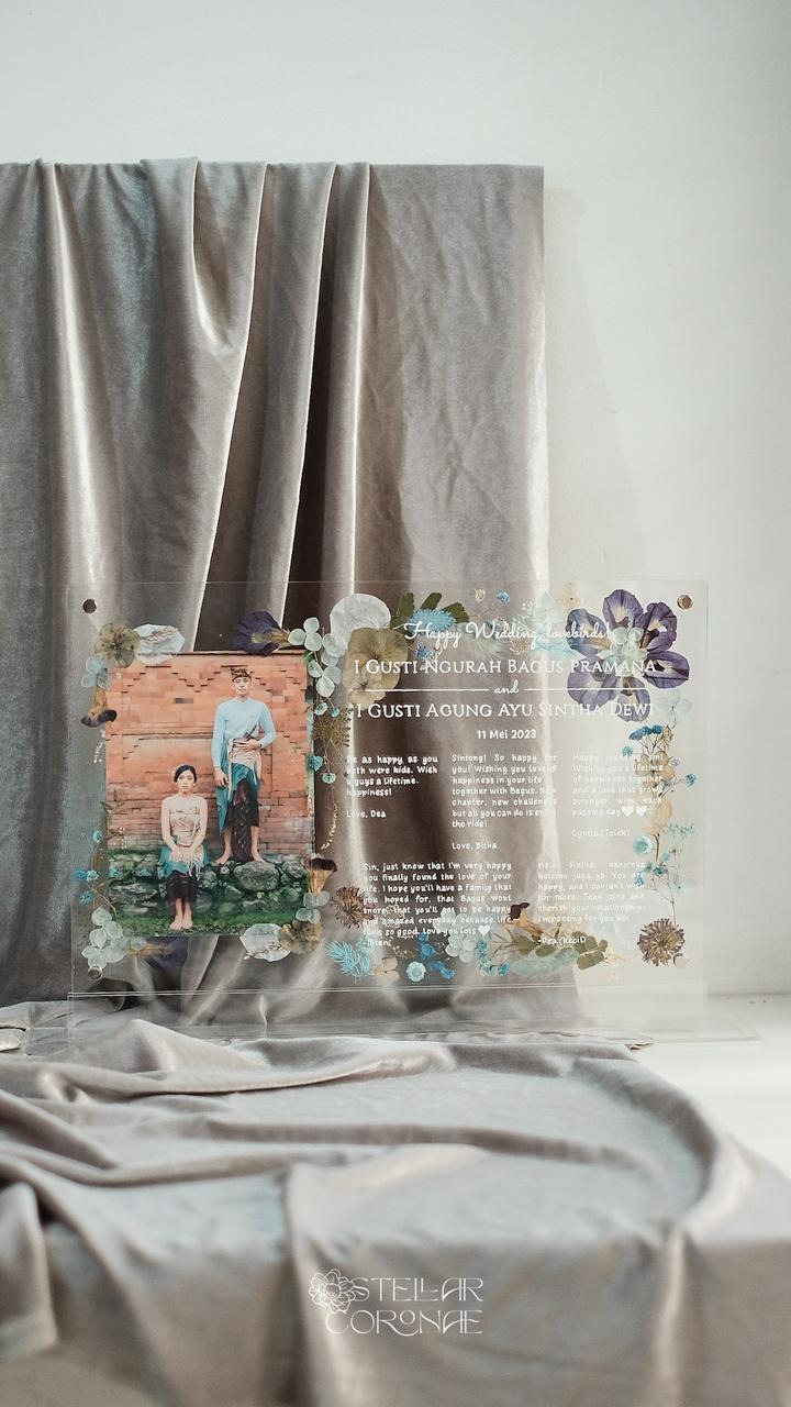 A3 Pristine Standing Portrait/Landscape | Bingkai Tulisan/Foto Bunga Kering | Hadiah Custom Hiasan Meja/Dinding