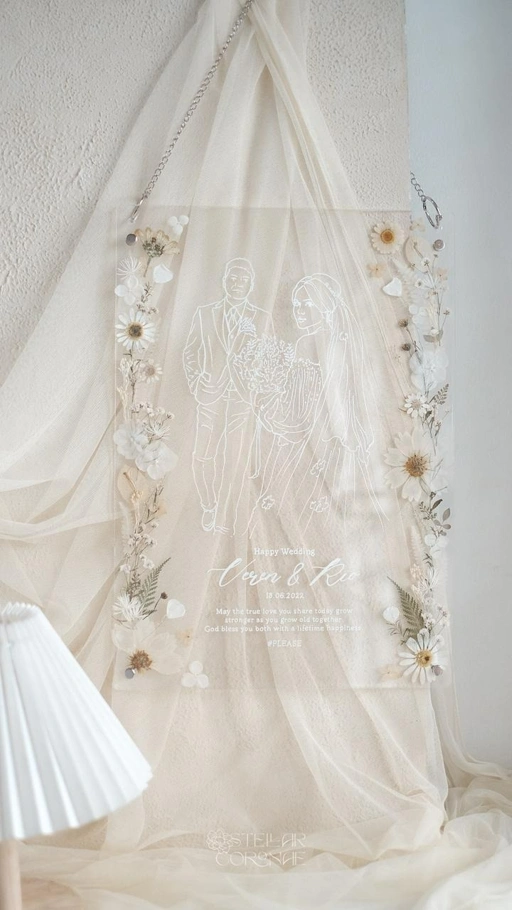 A3 Pristine Hanging Portrait/Landscape | Bingkai Tulisan/Foto Bunga Kering | Hadiah Custom Hiasan Dinding