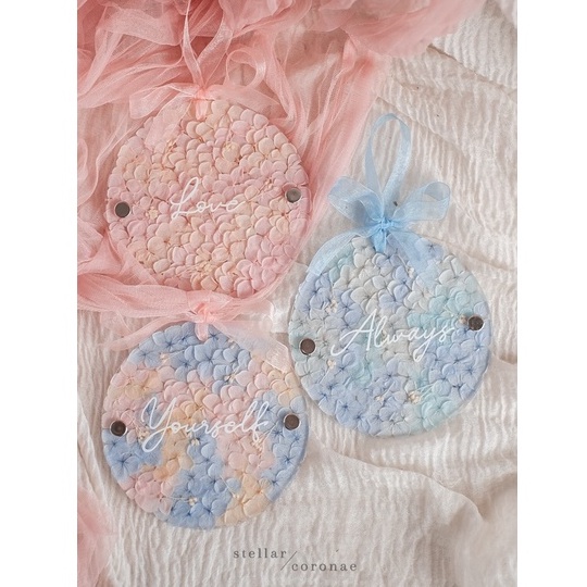 12cm Circle Pristine Hanging Preserved Hydrangea | Bingkai Tulisan/Foto Bunga Kering | Hadiah Custom Hiasan Dinding