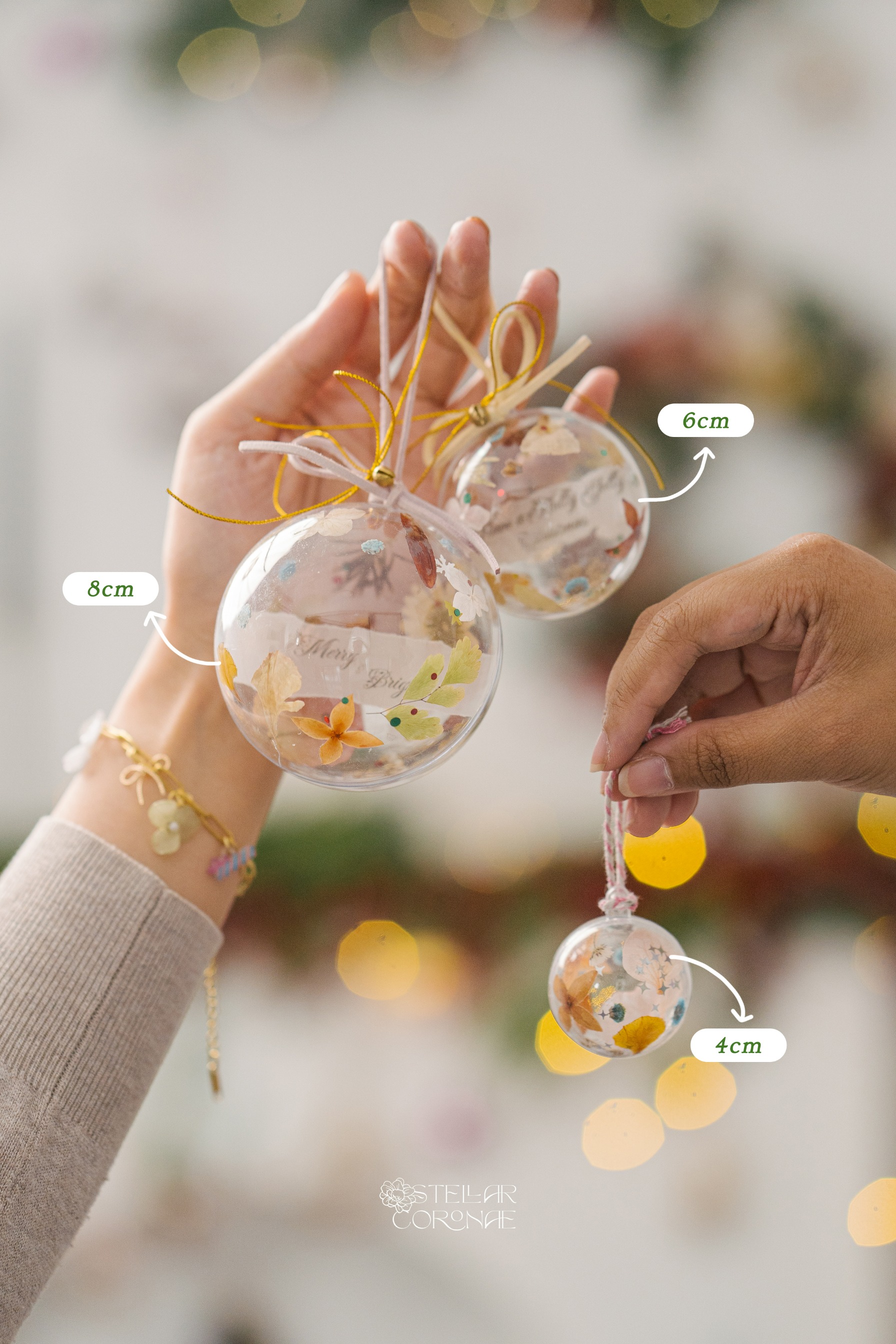 StellarCoronae - Floral Twinkle Bells | Baubles Pressed Flowers