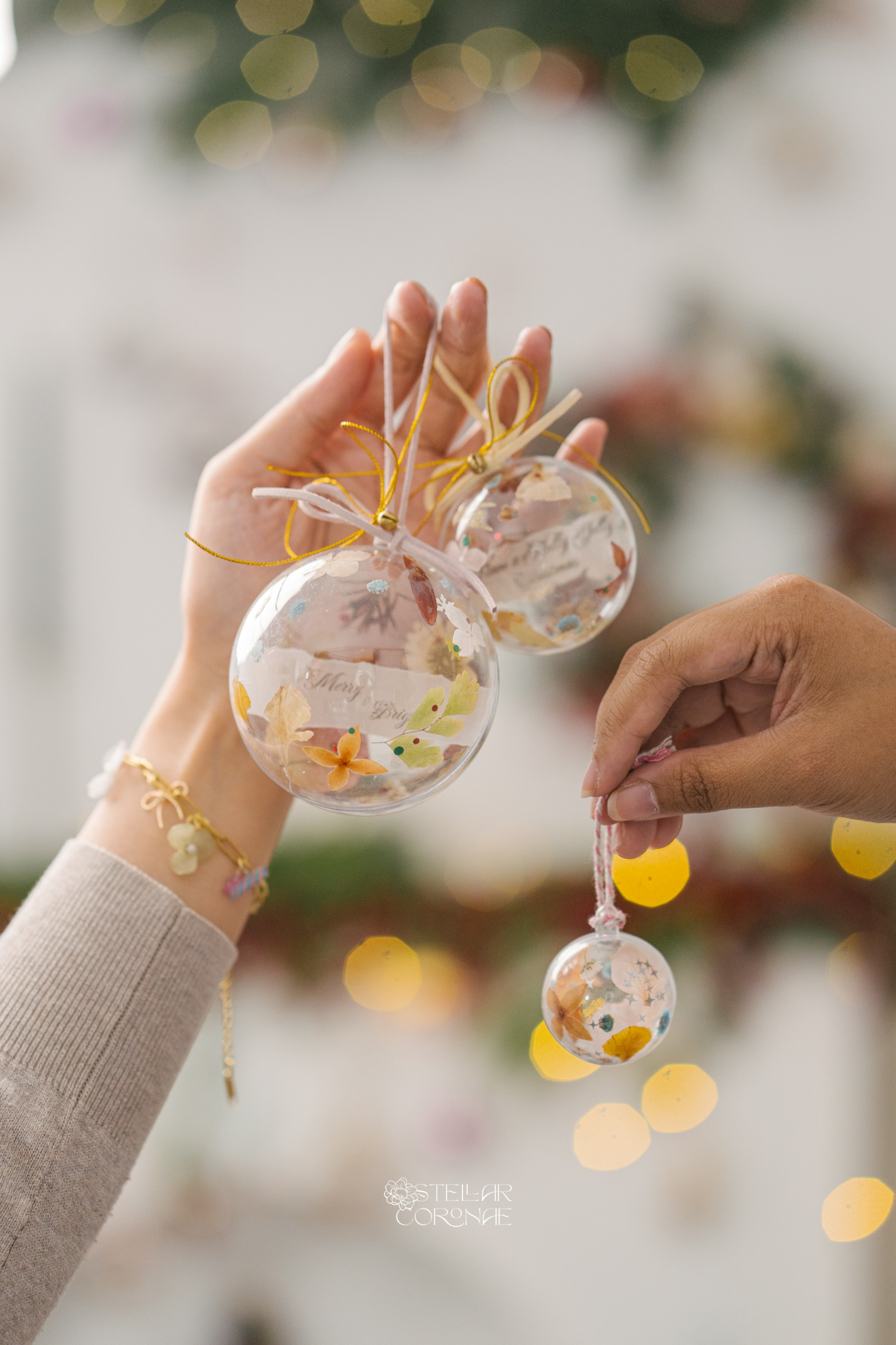 StellarCoronae - Floral Twinkle Bells | Baubles Pressed Flowers