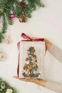 Christmas Box Tree Small 25x17x17cm | Kotak Akrilik Pohon Natal Bunga Kering | Dekorasi Hiasan Meja Tema Natal, Hadiah Custom, Kado Spesial