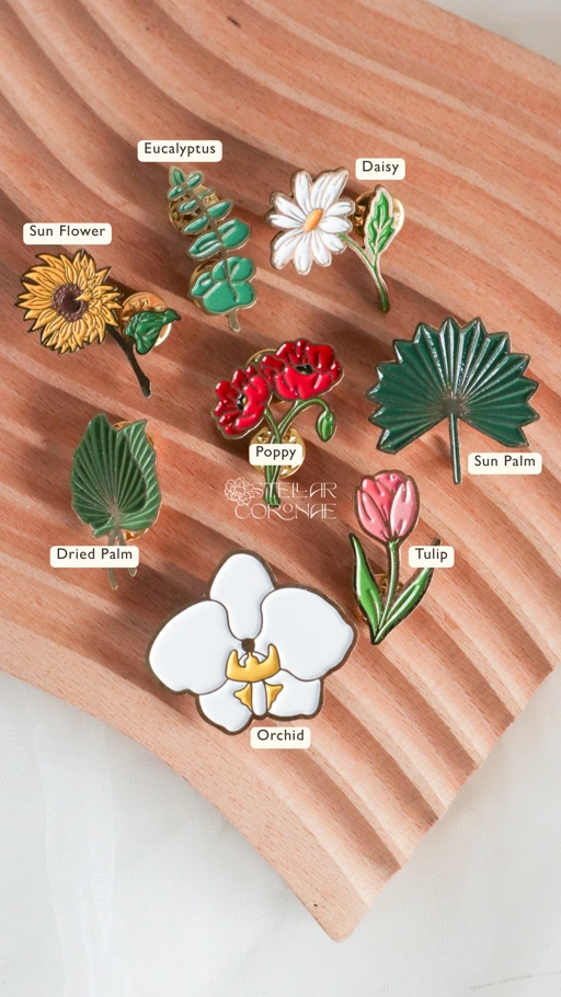 Enamel Pin | Enamel Pin Ilustrasi Tanaman Bunga | Aksesoris Harian, Aksesoris Fashion Blazer/Outer/Hijab/Tas, Pin Estetik, Pemanis Penampilan