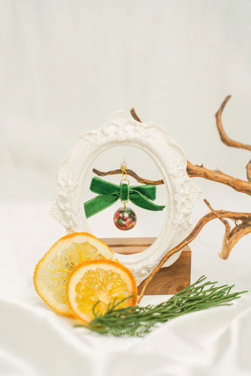 Image of StellarCoronae - Christmas Reinderr's Ribbons - Ball Earrings