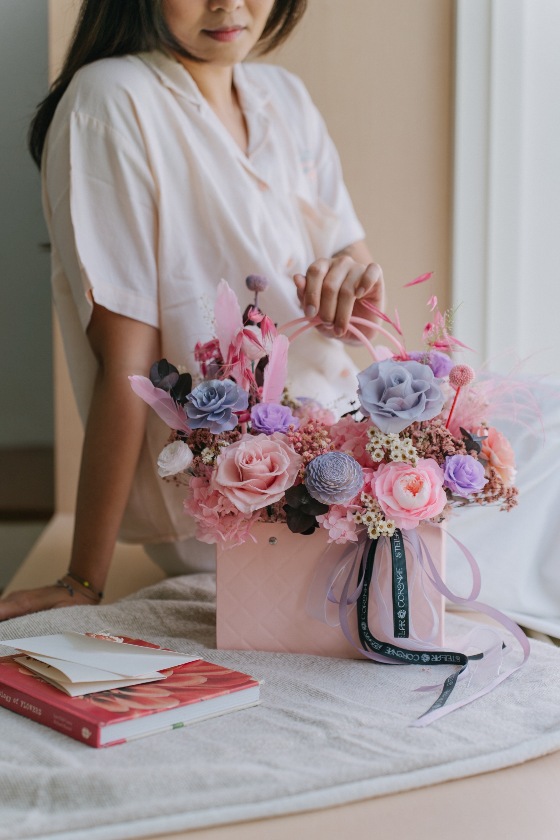 Flower Bag Large | Rangkaian Bunga Kering dalam Tas Jinjing