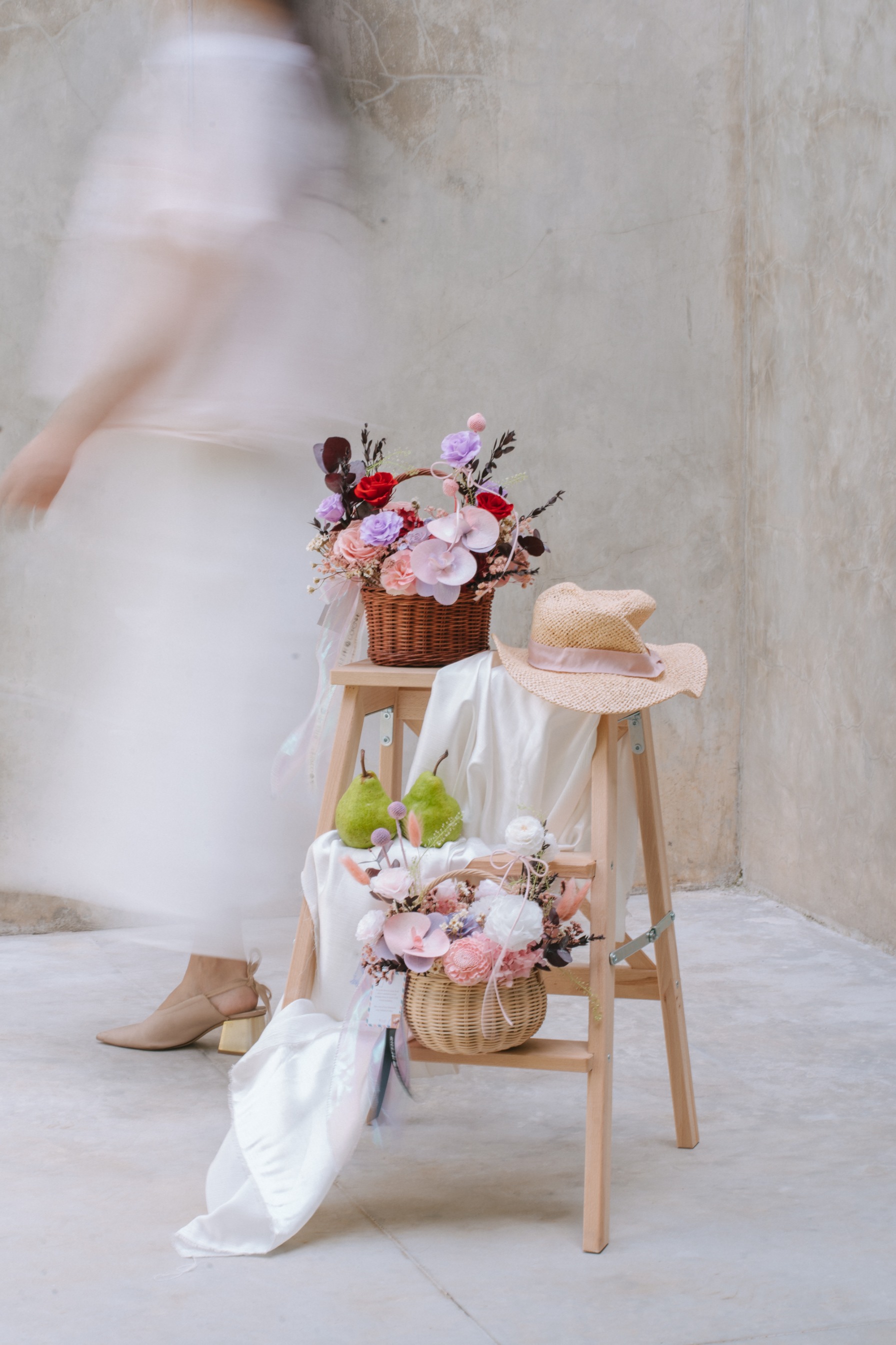 Flower Basket | Rangkaian Bunga Kering dalam Keranjang Natural