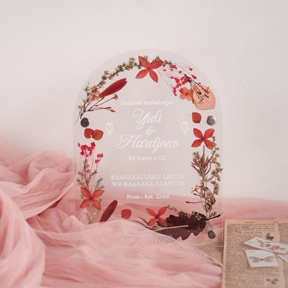 A5 Arch Pristine | Bingkai Tulisan/Foto Bunga Kering | Hadiah Custom Hiasan Meja