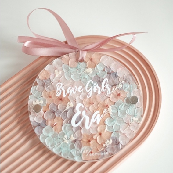 12cm Circle Pristine Hanging Preserved Hydrangea | Bingkai Tulisan/Foto Bunga Kering | Hadiah Custom Hiasan Dinding