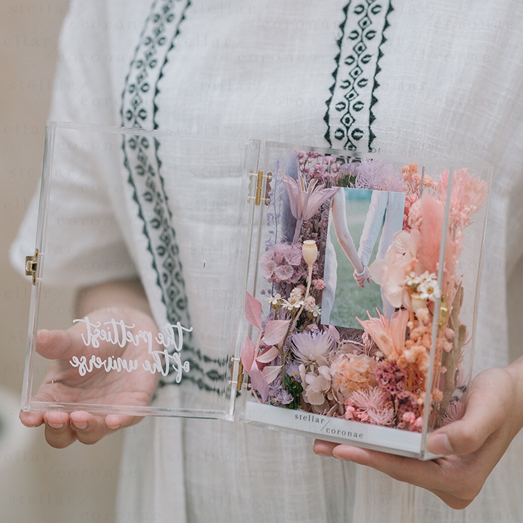 StellarCoronae - Small Flower Photo Box | Frame Foto | Bunga Kering | Bunga Asli | Kado Hari Ibu | Mother's Day Gift | H