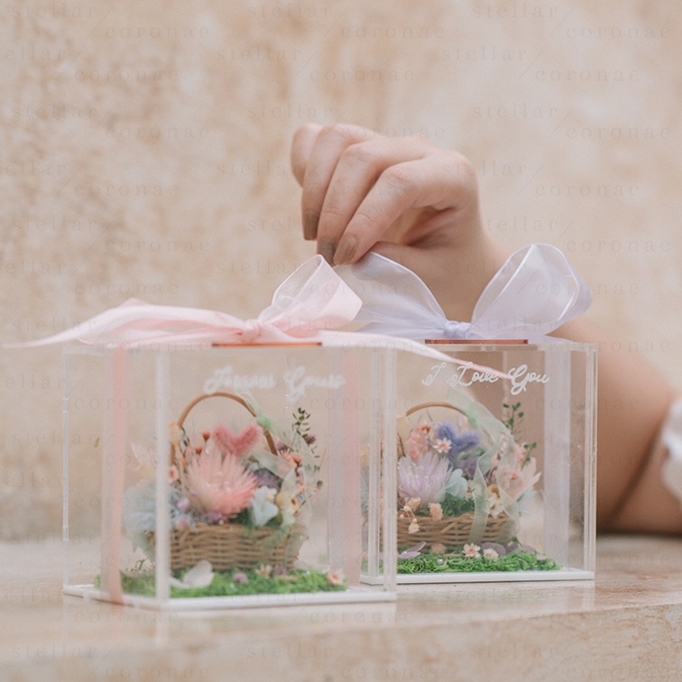 StellarCoronae - Mini Basket in a Box | Bunga Asli | Bunga Kering | Kado Hari Ibu | Mother's Day Gift | Hadiah | Gift