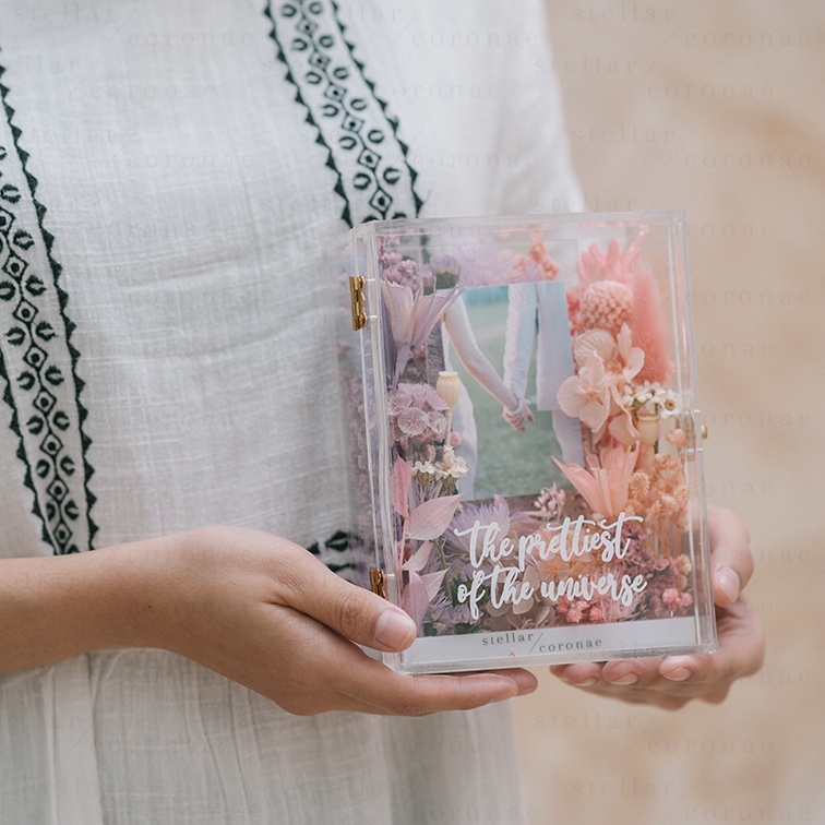 StellarCoronae - Small Flower Photo Box | Frame Foto | Bunga Kering | Bunga Asli | Kado Hari Ibu | Mother's Day Gift | H