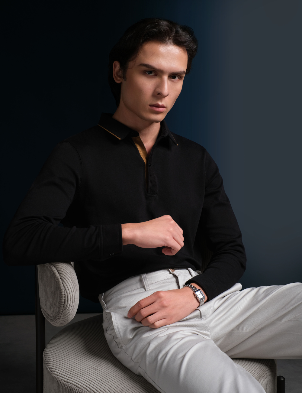 Arkline Gentle Polo LS Shirt Obsidian Black