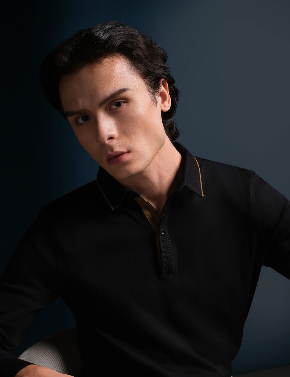 Arkline Gentle Polo LS Shirt Obsidian Black