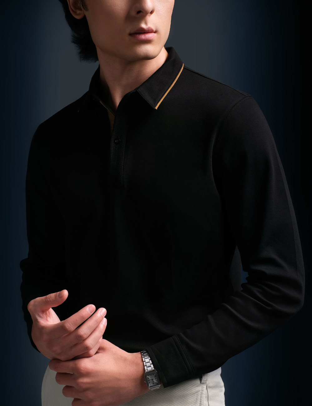 Arkline Gentle Polo LS Shirt Obsidian Black