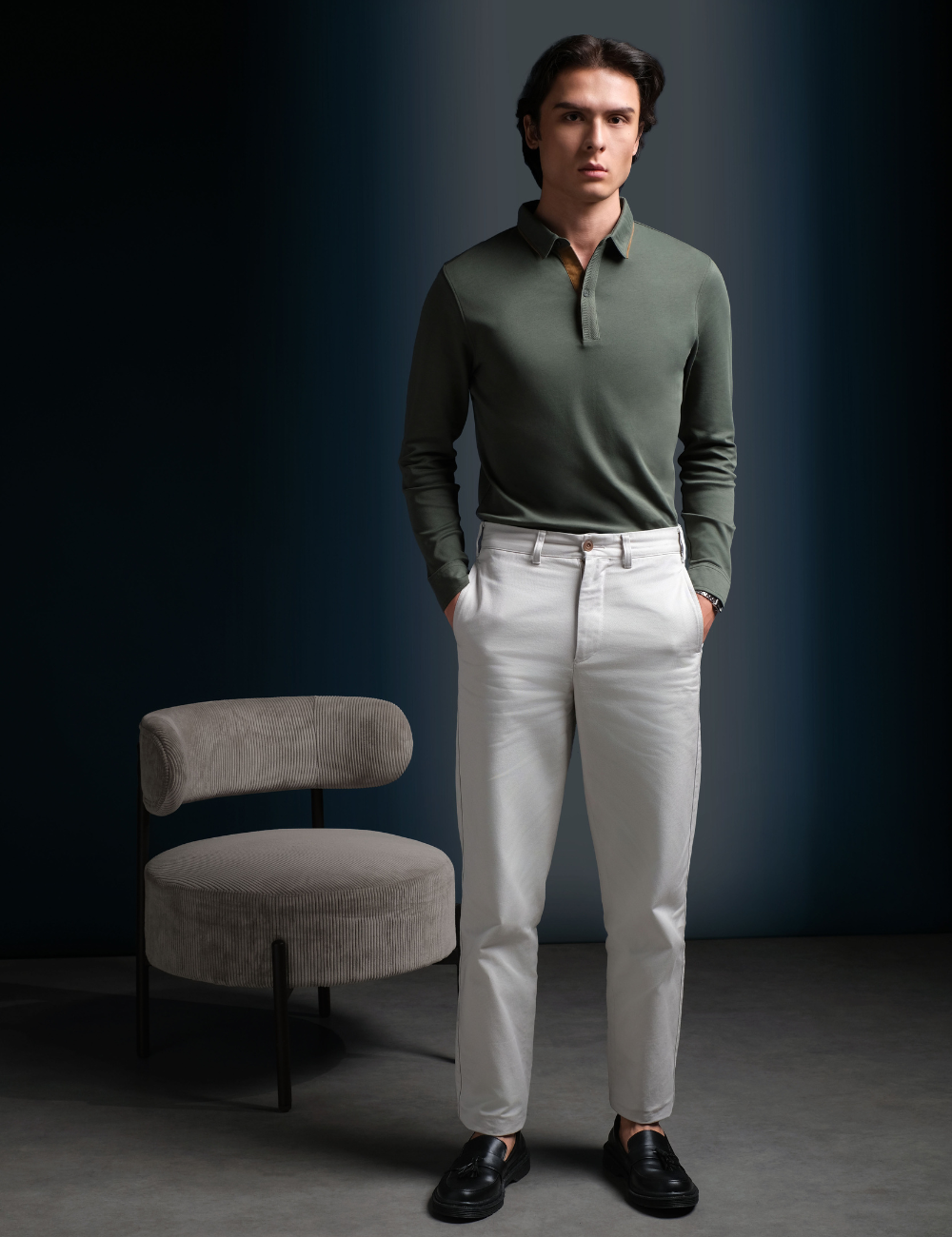 Arkline Gentle Polo LS Shirt Sage Green