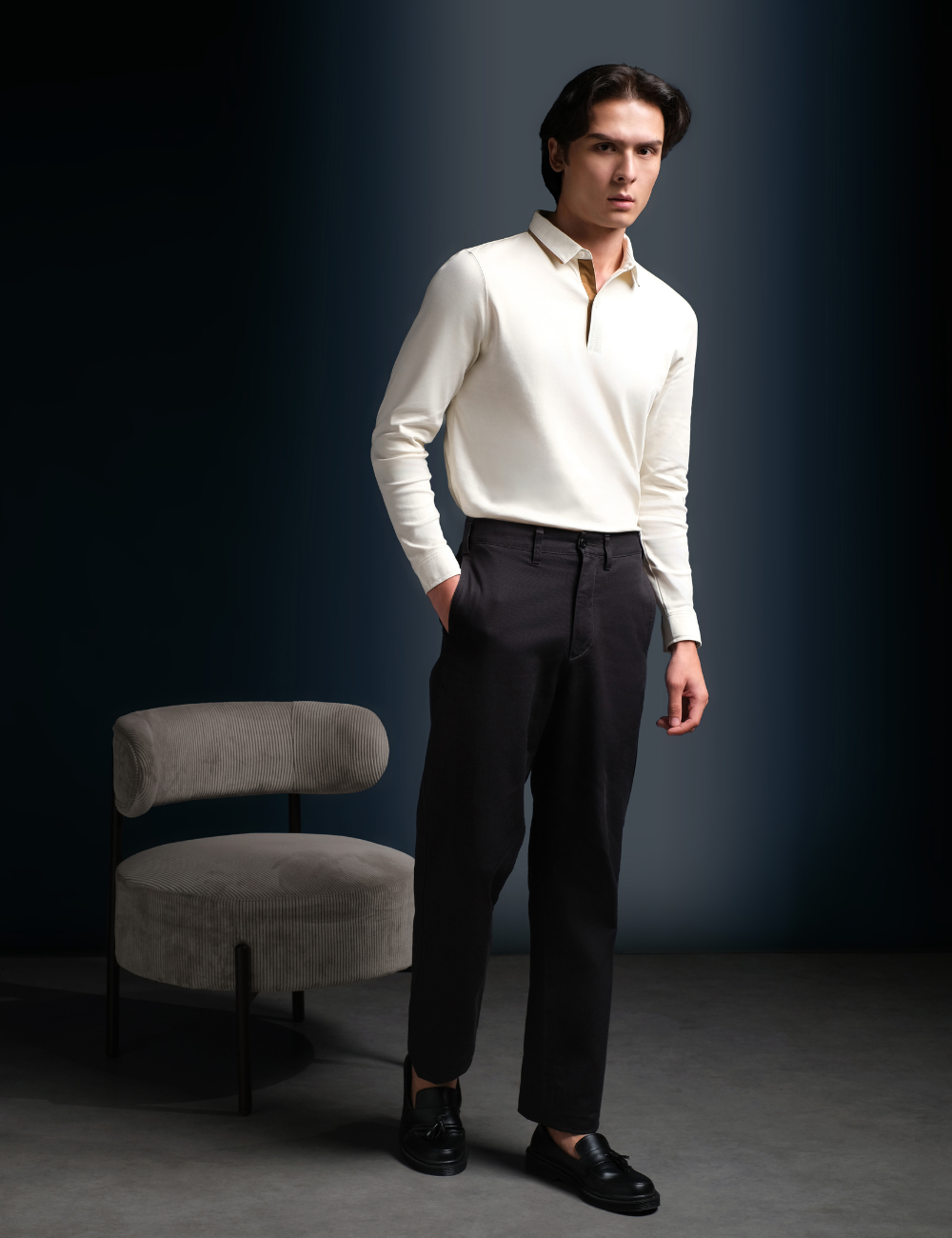 Arkline Gentle Polo LS Shirt Cream