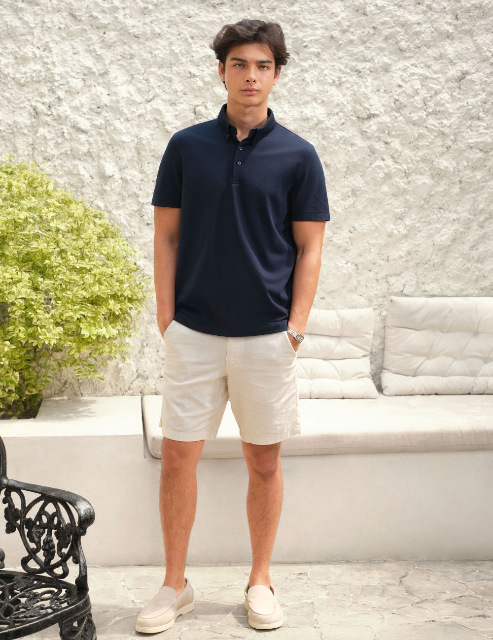 Arkline Hybrid Button Down Collar Polo Shirt Midnight Navy