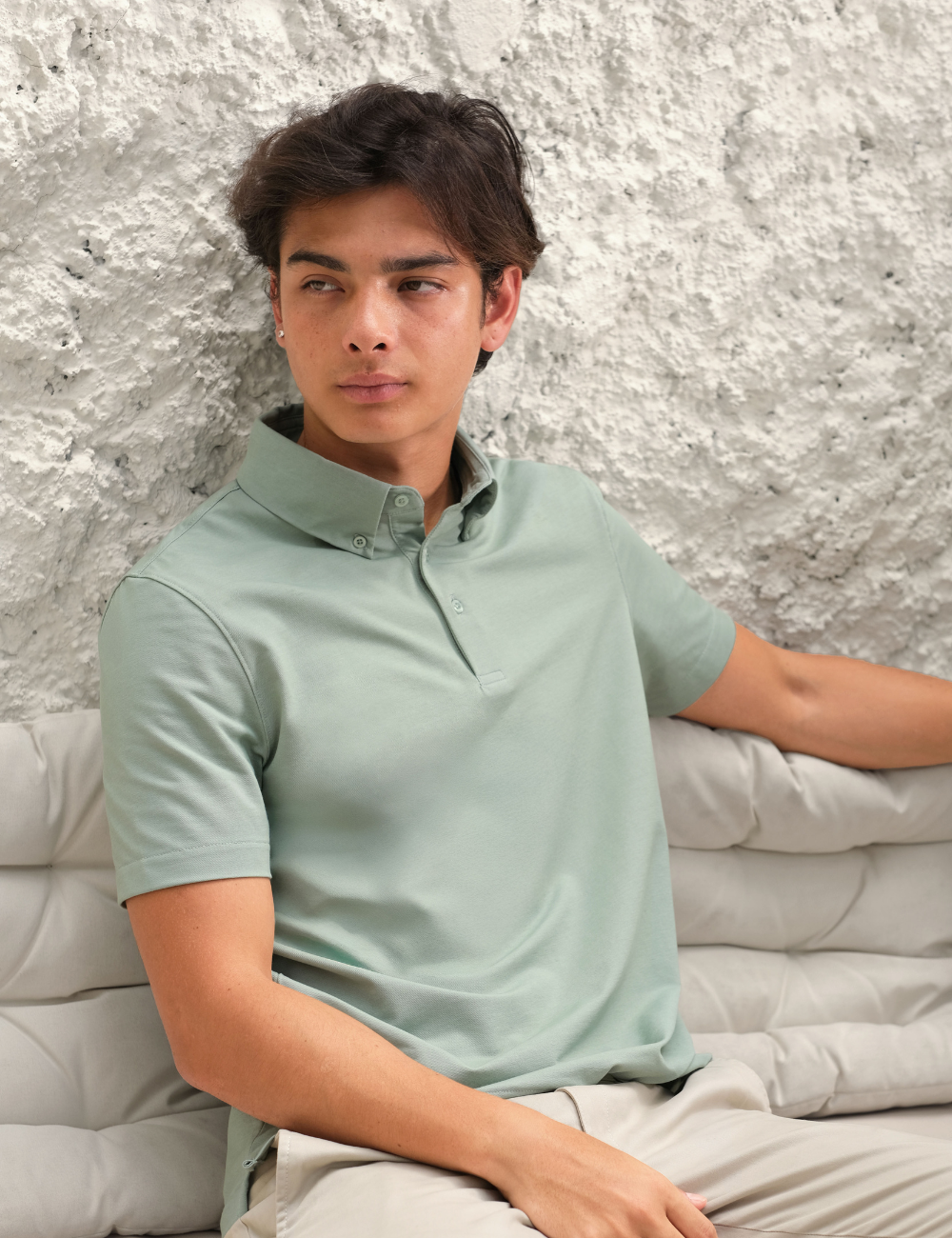 Arkline Hybrid Button Down Collar Polo Shirt Palm Green
