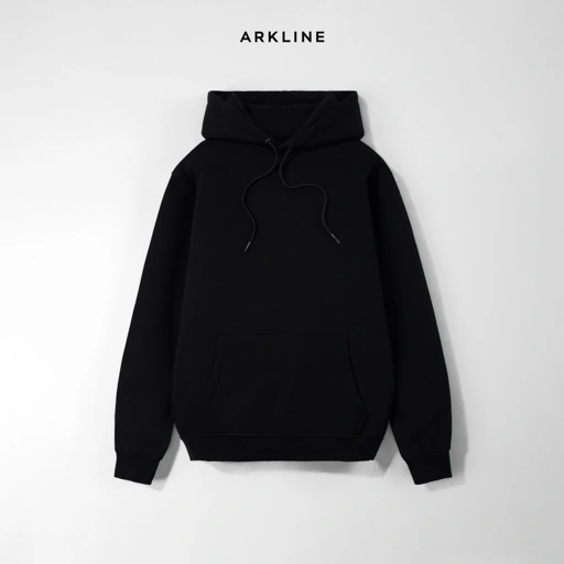 Image of Arkline Solid Basic Pullover Hoodie Black V2