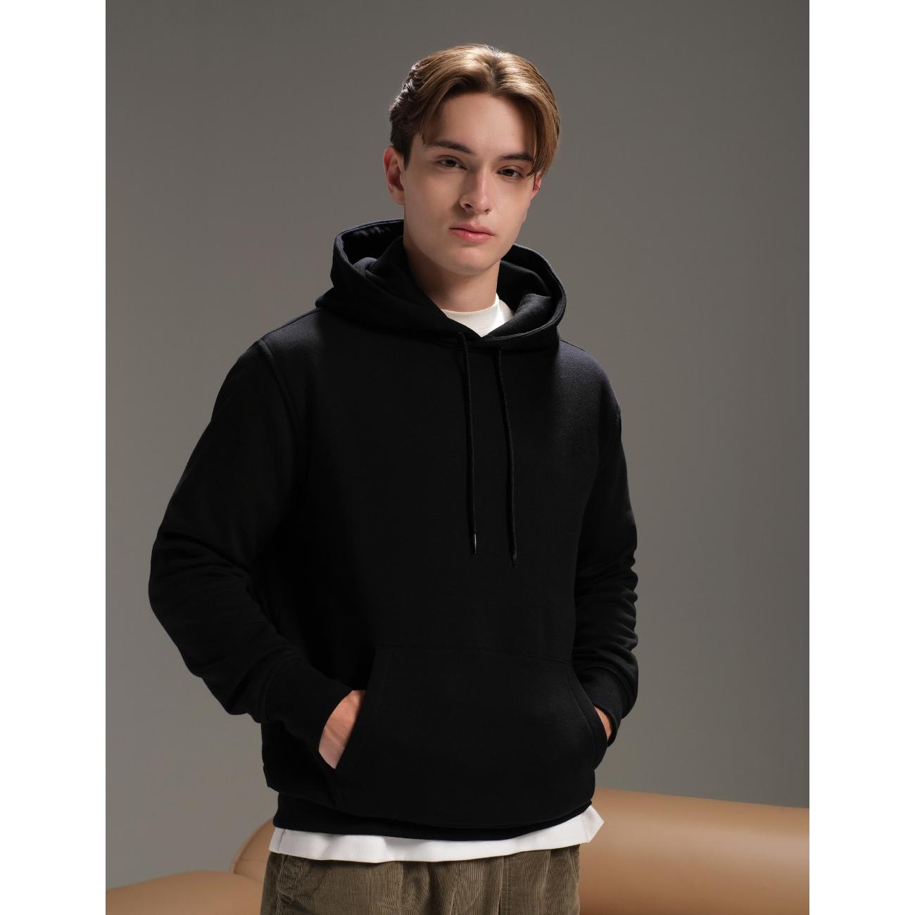 Arkline Solid Basic Pullover Hoodie Black