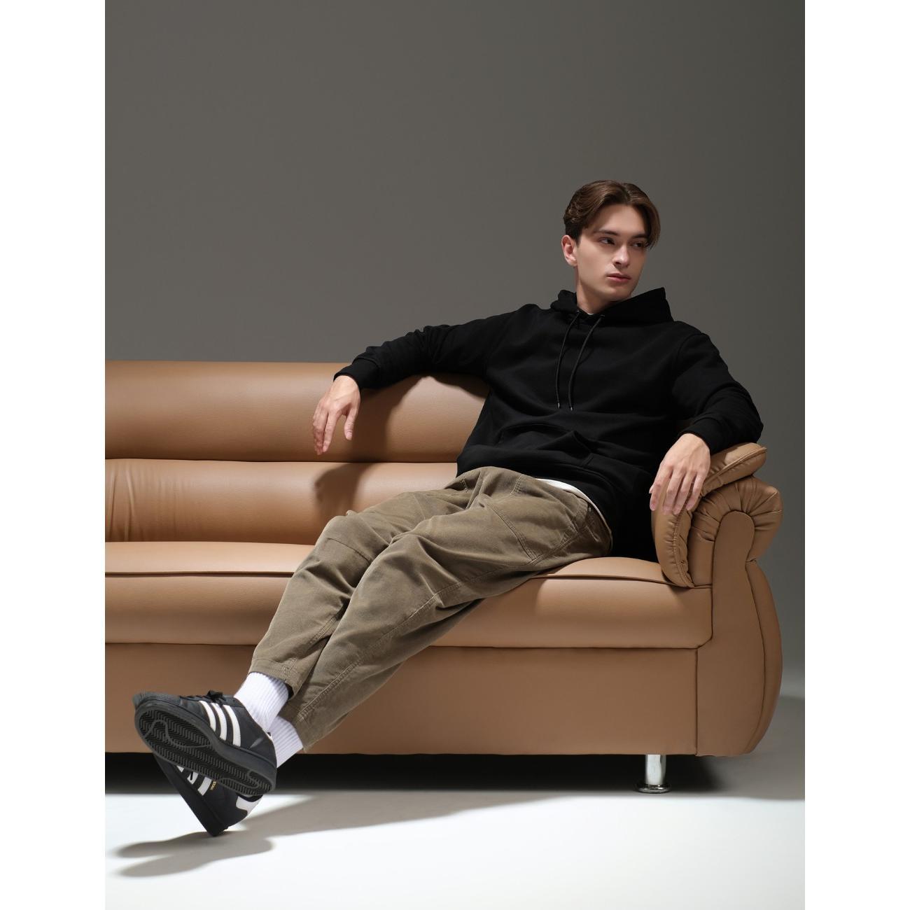 Arkline Solid Basic Pullover Hoodie Black