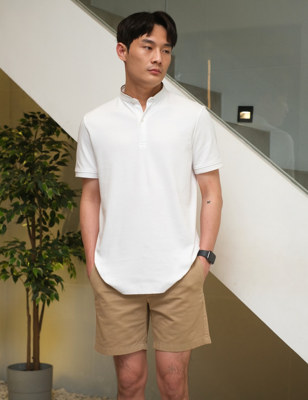 Arkline Tender Stand Collar Polo Shirt White