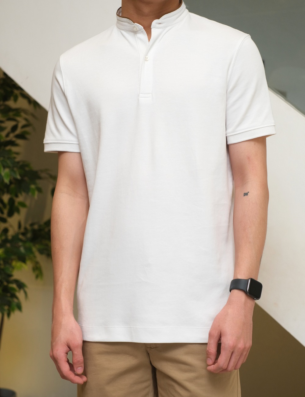 Arkline Tender Stand Collar Polo Shirt White