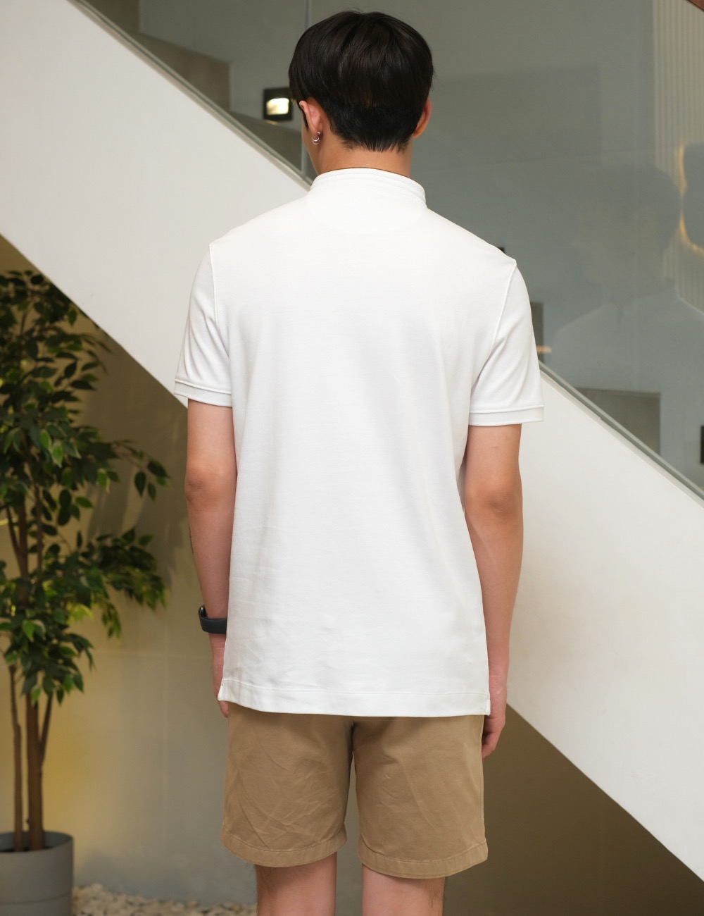 Arkline Tender Stand Collar Polo Shirt White