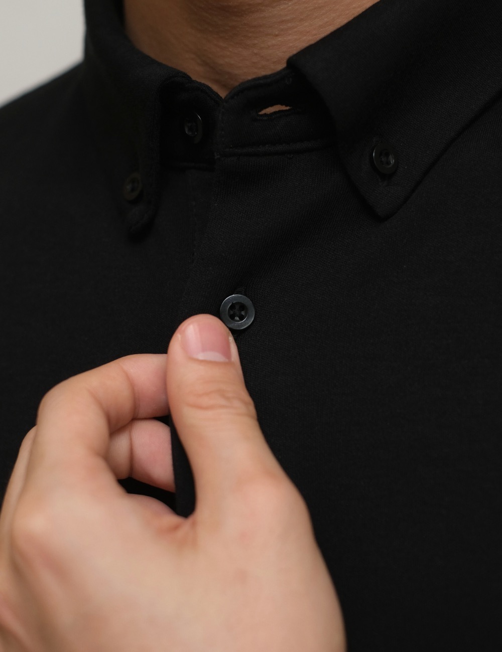 Arkline Humane Button Down Collar Polo Shirt Obsidian Black