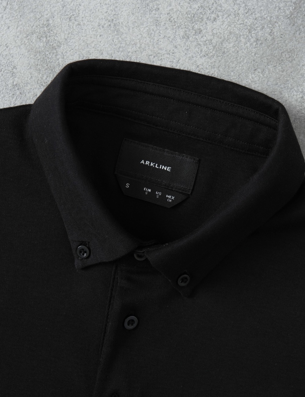 Arkline Humane Button Down Collar Polo Shirt Obsidian Black