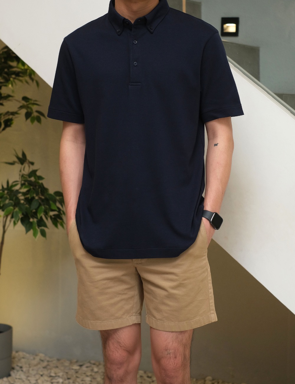Arkline Humane Button Down Collar Polo Shirt Midnight Navy