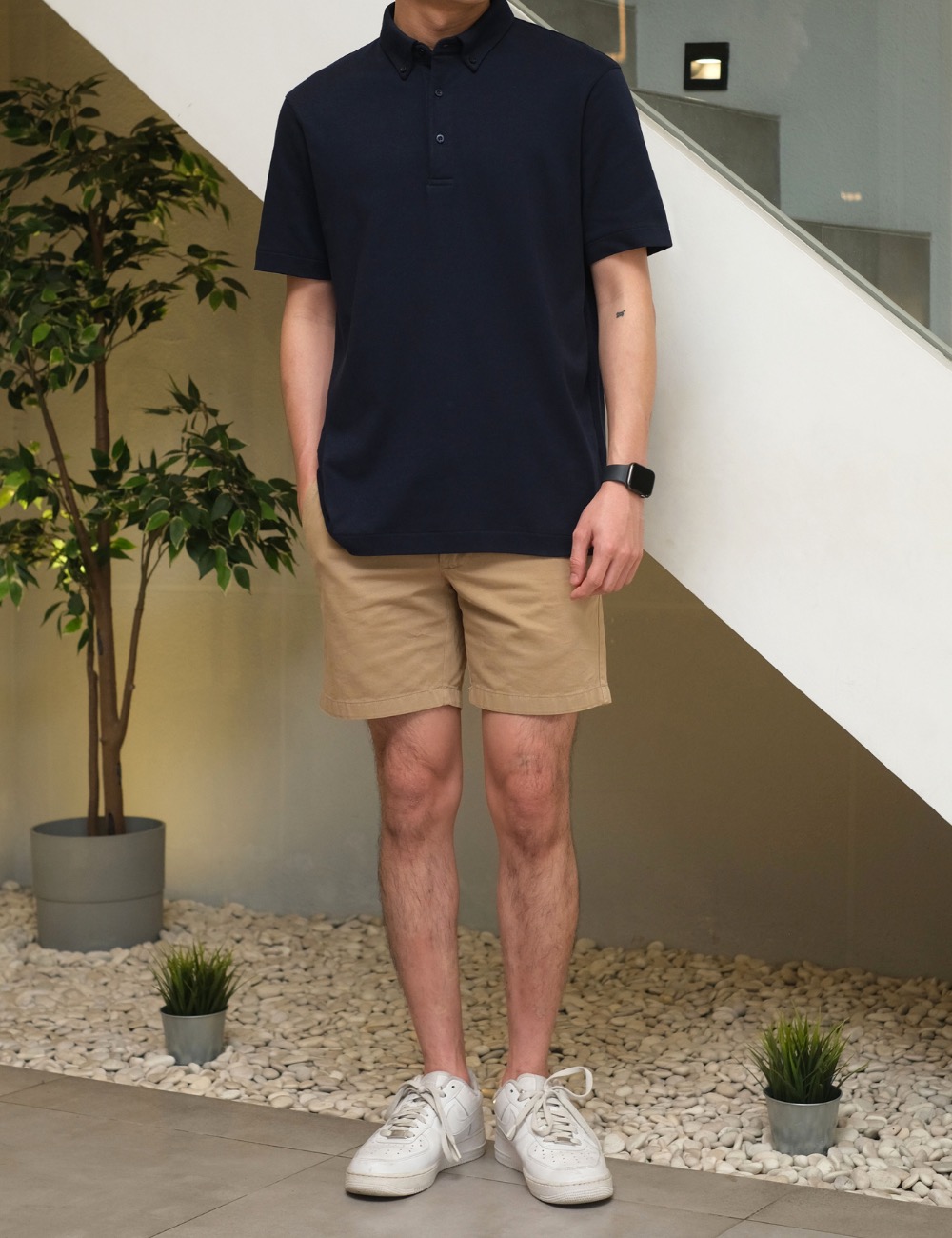 Arkline Humane Button Down Collar Polo Shirt Midnight Navy