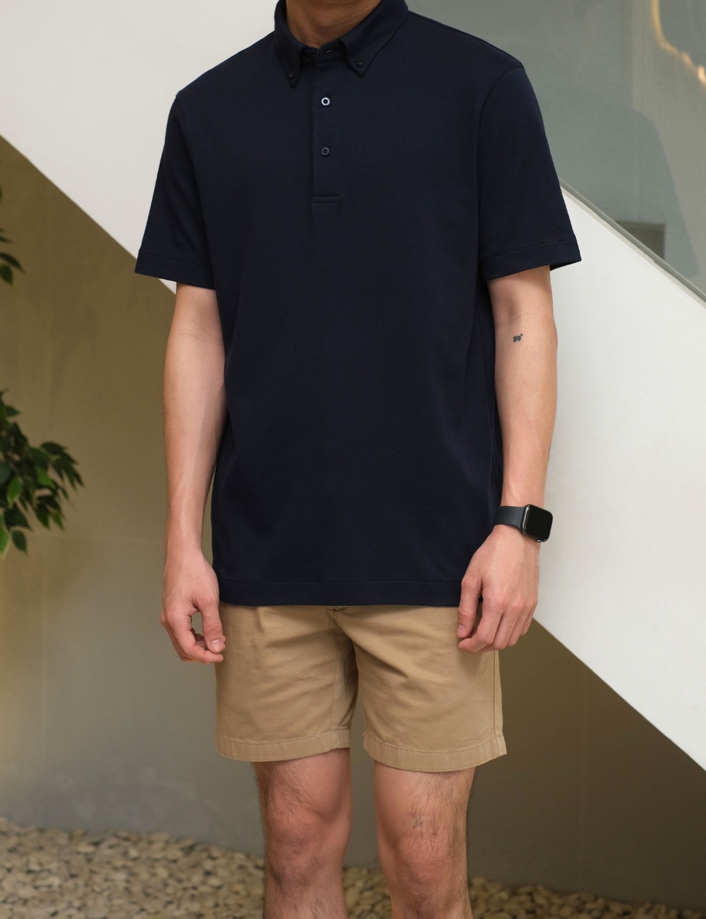 Arkline Humane Button Down Collar Polo Shirt Midnight Navy