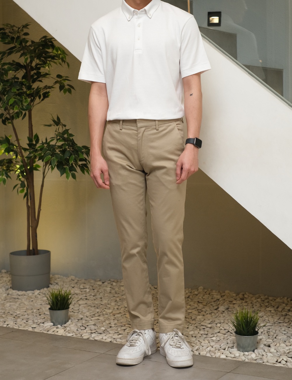 Arkline Humane Button Down Collar Polo Shirt White