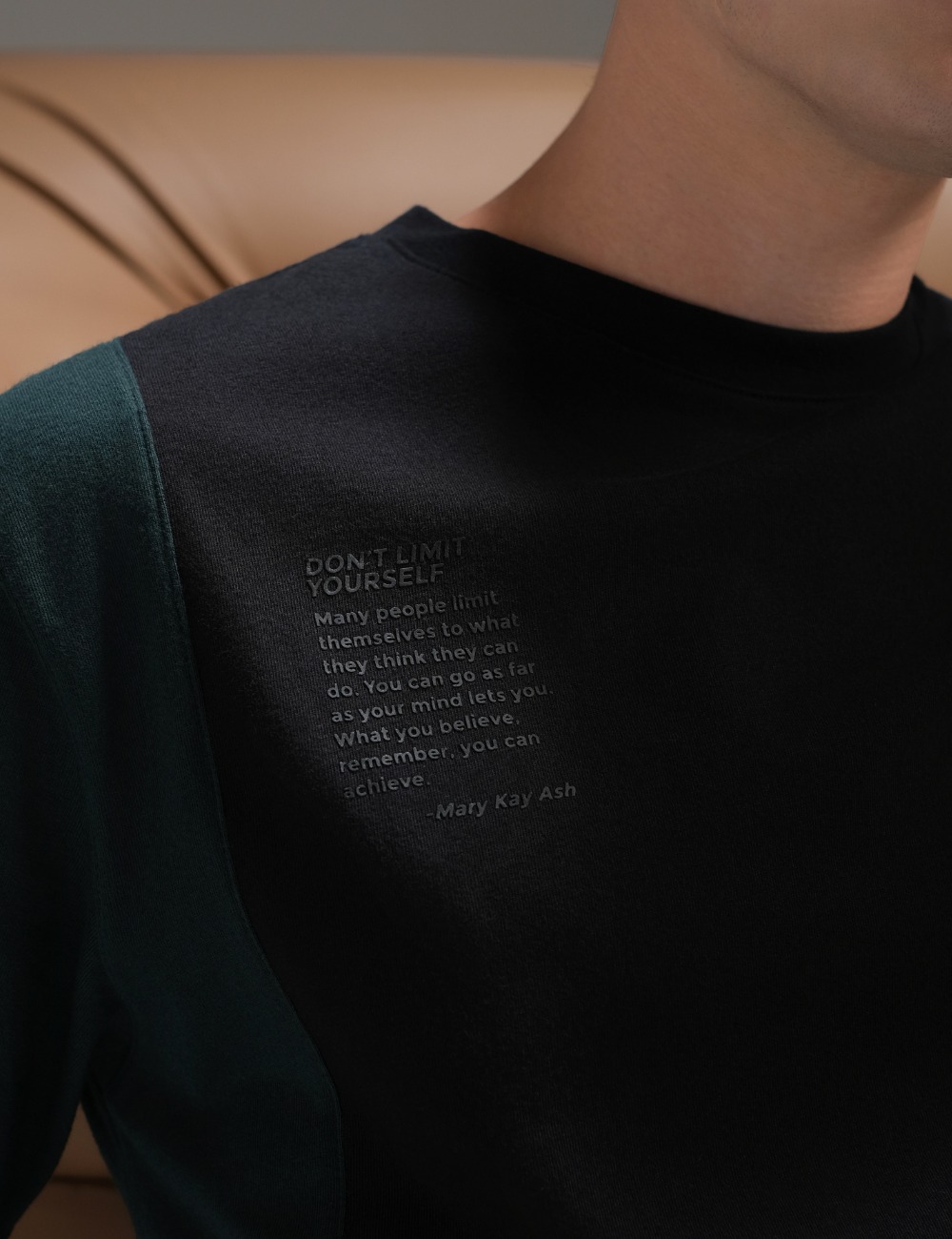Colorblocked "LIMIT" British Green - Black T-shirt