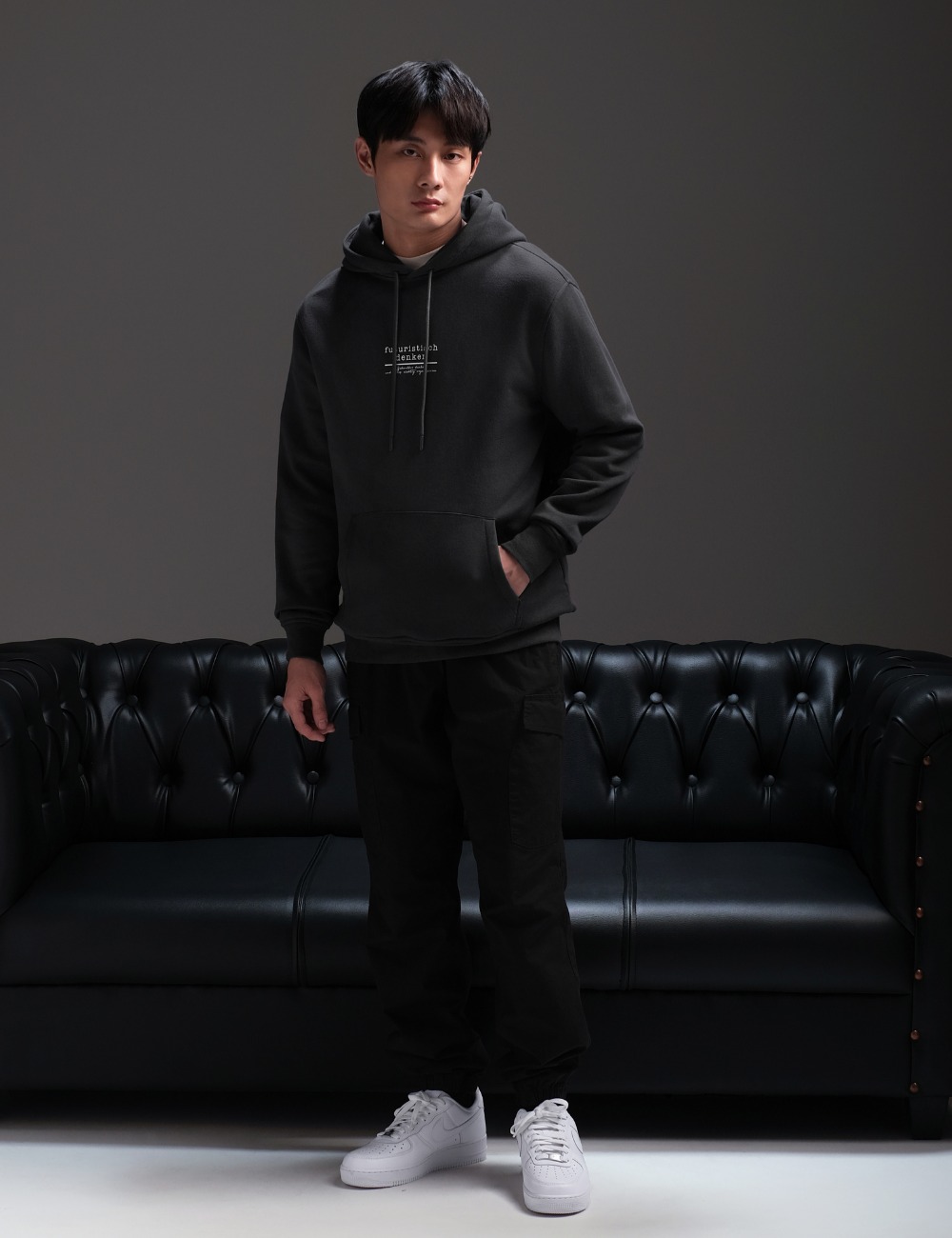 Futuristisch Pullover Hoodie Shadow Grey   