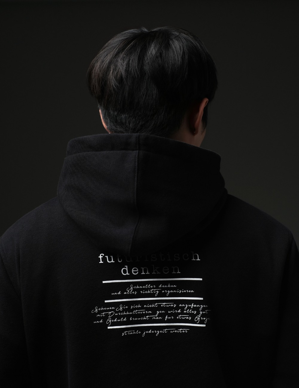 Futuristisch Pullover Hoodie Obsidian Black