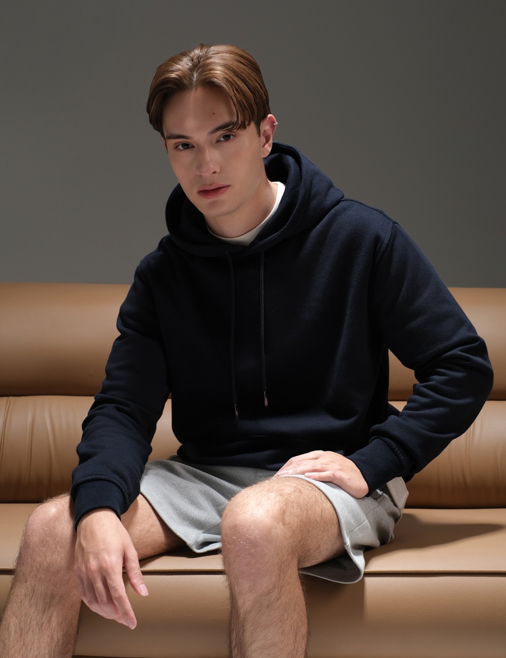 Solid Basic Pullover Hoodie Deep Navy