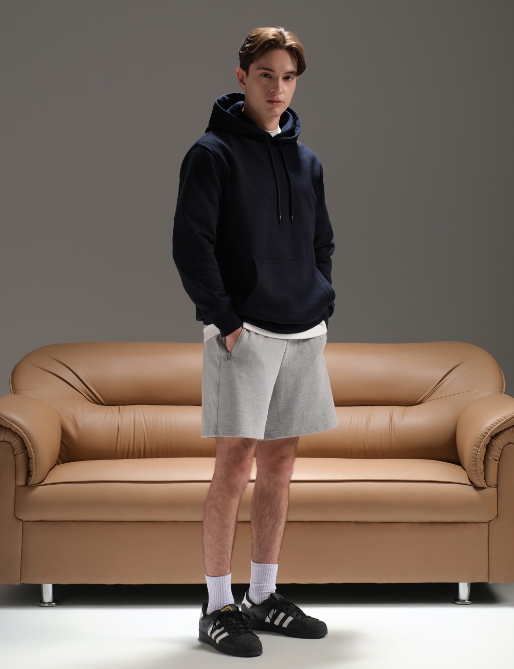 Solid Basic Pullover Hoodie Deep Navy