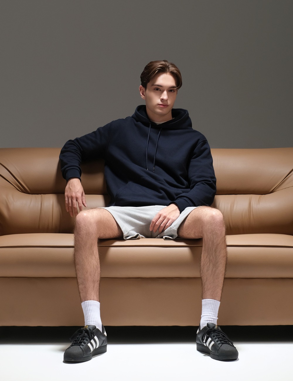 Solid Basic Pullover Hoodie Deep Navy