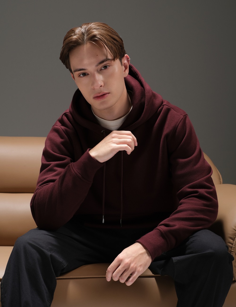 Solid Basic Pullover Hoodie Maroon